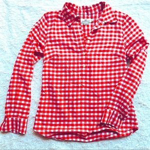 Red Plaid Flannel Vineyard Vines Button Blouse Top